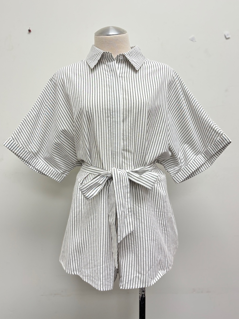 Striped Belted Romper